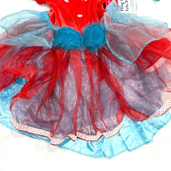 NWT Spirit Halloween Dr Seuss Cat in the Hat Thing 2 Girls 2pc Halloween Costume - Picture 3 of 8